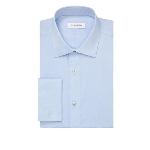 Calvin Klein Men's Non Iron Regular Fit Herringbone French Cuff Dress Shirt