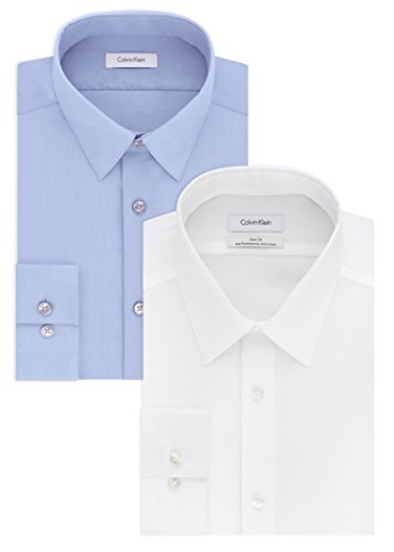 Calvin Klein Men's Dress Shirt Slim Fit Non-iron Herringbone