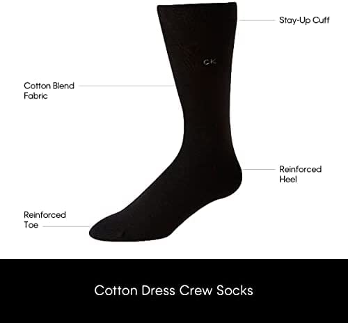 Calvin Klein Men's Dress Socks - 6 Pairs Classic Comfort Stay Up Cuff Mixed Pattern Socks - Dress Socks for Men (7-12), Size 7-12, Black Assorted