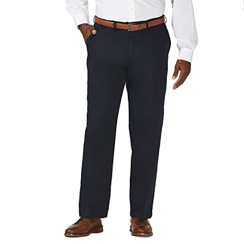 HAGGAR Mens Work to Weekend Hidden Expandable Waist Classic Fit Flat Front Pant