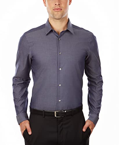 Calvin Klein Men's Dress Shirt Slim Fit Non-iron Herringbone