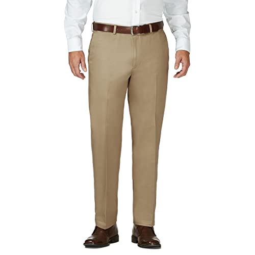 HAGGAR Mens Work to Weekend Hidden Expandable Waist Classic Fit Flat Front Pant