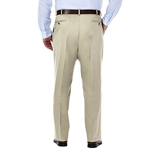 Haggar Men's Premium No Iron Khaki Classic Fit Expandable Waist Flat Front Pant (Regular and Big & Tall Sizes)