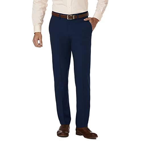 HAGGAR Mens 4 Way Stretch Slim Fit Flat Front Dress Pant