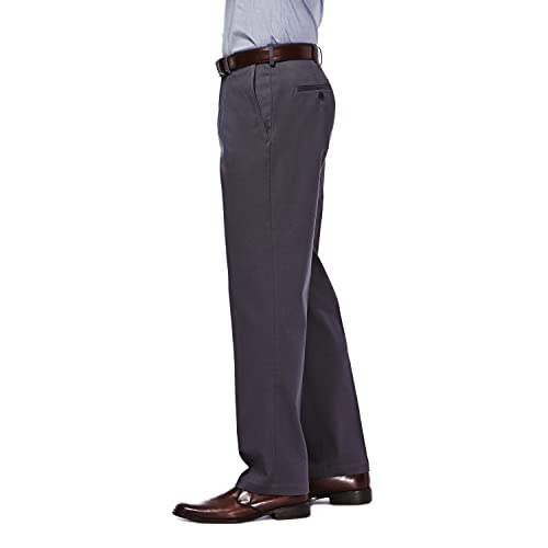 Haggar Men's Premium No Iron Khaki Classic Fit Expandable Waist Flat Front Pant (Regular and Big & Tall Sizes)