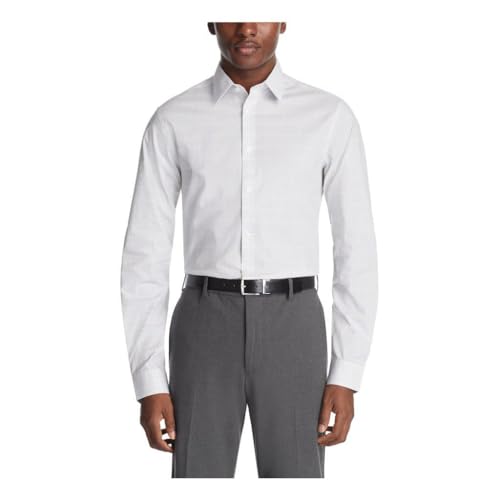 Calvin Klein Men's Non Iron Regular Fit Herringbone French Cuff Dress Shirt