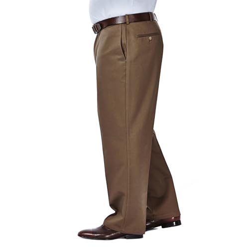 HAGGAR Mens Work to Weekend Hidden Expandable Waist Classic Fit Flat Front Pant