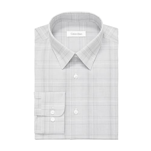 Calvin Klein Men's Non Iron Regular Fit Herringbone French Cuff Dress Shirt