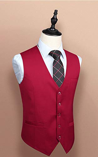 HISDERN Men's Suit Vest Business Formal Dress Waistcoat Vest with 3 Pockets for Suit or Tuxedo