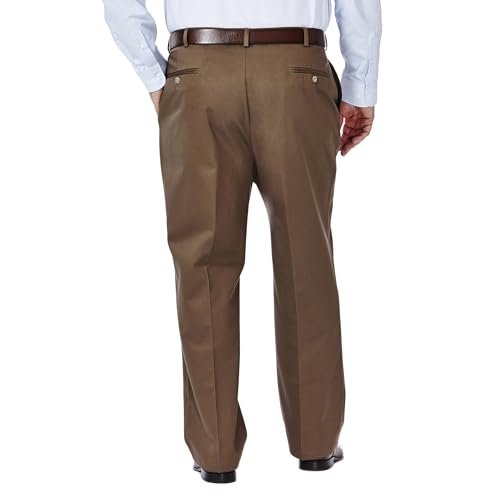 HAGGAR Mens Work to Weekend Hidden Expandable Waist Classic Fit Flat Front Pant