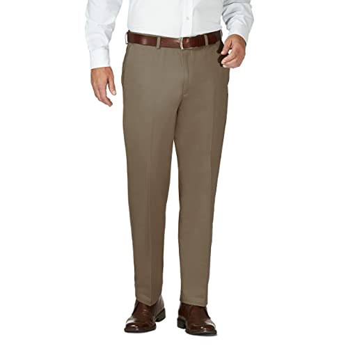 HAGGAR Mens Work to Weekend Hidden Expandable Waist Classic Fit Flat Front Pant