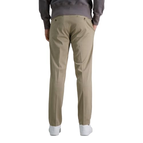 Haggar Men's Iron Free Premium Khaki Straight Fit Flat Front Flex Waistband Casual Pant