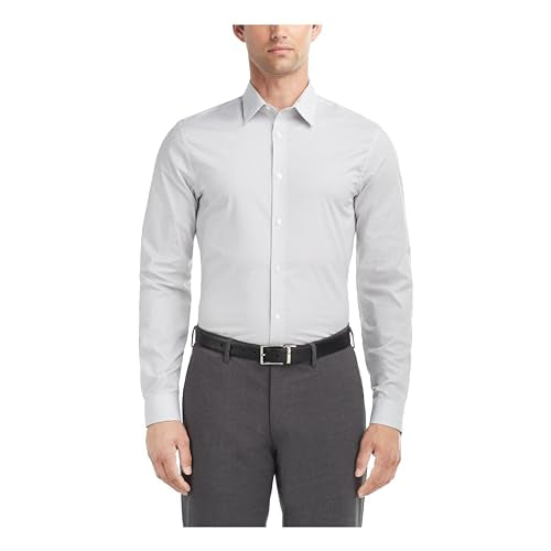 Calvin Klein Men's Non Iron Regular Fit Herringbone French Cuff Dress Shirt