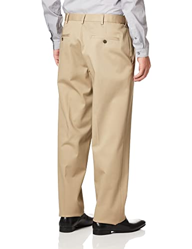 Haggar Men's Premium No Iron Khaki Classic Fit Expandable Waist Flat Front Pant (Regular and Big & Tall Sizes)