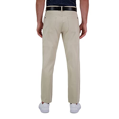 Haggar Men's Iron Free Premium Khaki Straight Fit Flat Front Flex Waistband Casual Pant