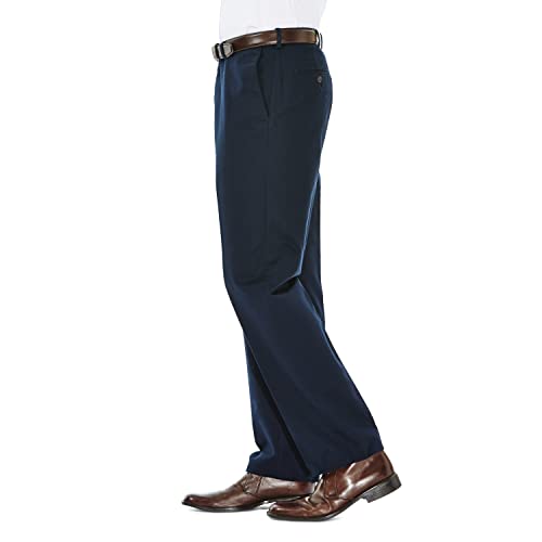 HAGGAR Mens Work to Weekend Hidden Expandable Waist Classic Fit Flat Front Pant