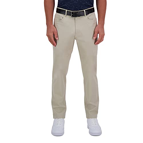 Haggar Men's Iron Free Premium Khaki Straight Fit Flat Front Flex Waistband Casual Pant