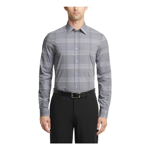 Calvin Klein Men's Non Iron Regular Fit Herringbone French Cuff Dress Shirt