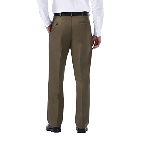 Haggar Men's Premium No Iron Khaki Classic Fit Expandable Waist Flat Front Pant (Regular and Big & Tall Sizes)