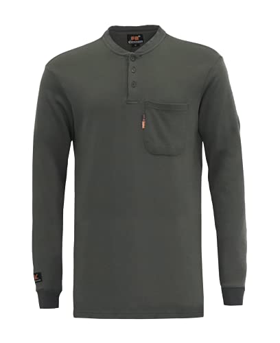 FR Shirts for Men Flame Resistant/Fire Retardant CAT2 7oz Cotton Two Tone & Henley Shirt