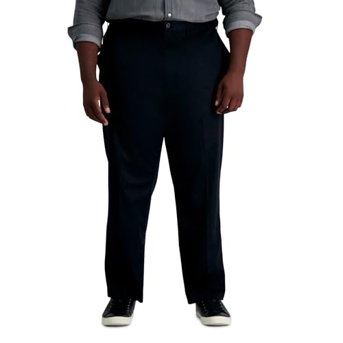 Haggar Men's Premium No Iron Khaki Classic Fit Expandable Waist Flat Front Pant (Regular and Big & Tall Sizes)