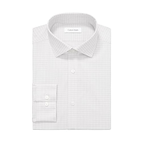 Calvin Klein Men's Non Iron Regular Fit Herringbone French Cuff Dress Shirt