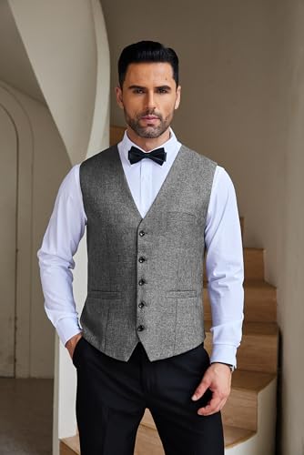 COOFANDY Men Casual Suit Vest Slim Fit Formal Vest Business Wedding Waistcoat