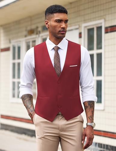 COOFANDY Men's Formal Suit Vest Slim Fit Casual Business Dress Waistcoat Vest