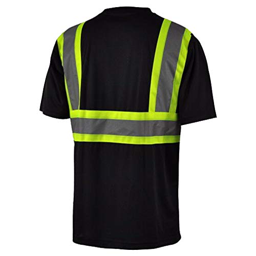 L&M Hi Vis Class 3 T Shirt Reflective Safety Black Short Long Sleeve HIGH Visibility 39 55