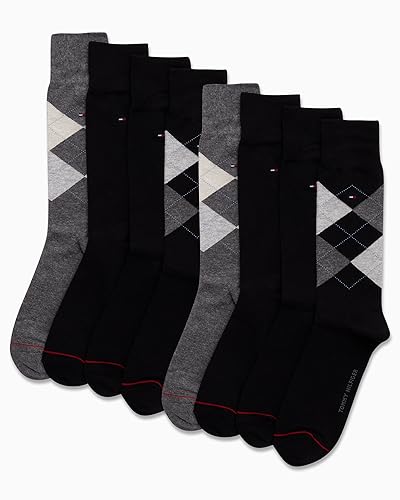 Tommy Hilfiger Men's Dress Socks - 8 Pack Comfort Stretch Crew Socks for Men - Crew Length Breathable Mens Work Socks (7-12)