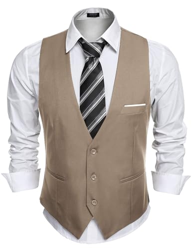 COOFANDY Men's Formal Suit Vest Slim Fit Casual Business Dress Waistcoat Vest