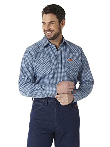 Wrangler Mens Riggs Workwear Flame Resistant Western Long Sleeve Two Pocket Snap Shirt