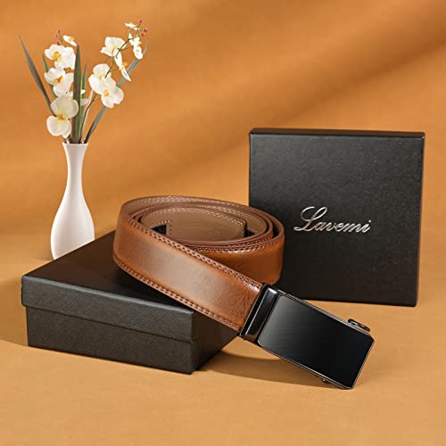 Lavemi Men's Real Leather Ratchet Dress Casual Belt, Cut to Exact Fit,Elegant Gift Box