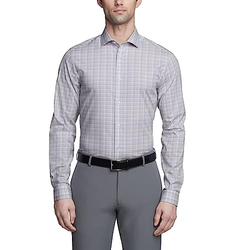 Calvin Klein Men's Non Iron Regular Fit Herringbone French Cuff Dress Shirt