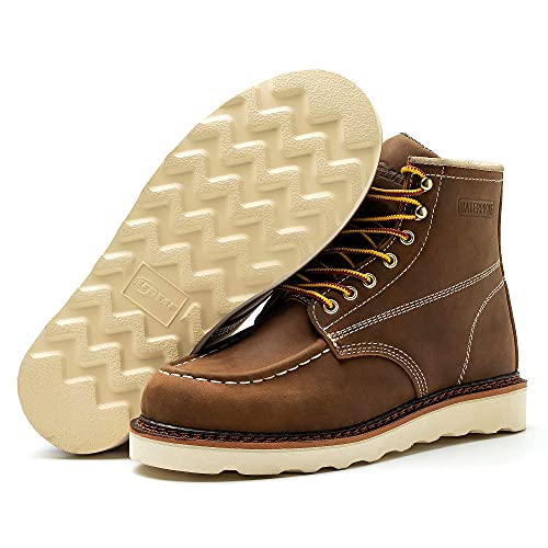 Work Boots for Men - 6 Inch Wedge Soft Toe Mens Work Boots, Waterproof Construction Work Shoes