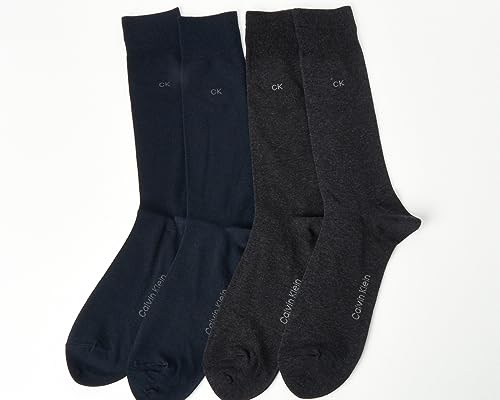 Calvin Klein Men's Crew Socks - 4 Pack Lightweight Combed Cotton Blend Dress Socks - Breathable Socks for Men (7-12)