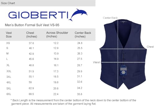 Gioberti Men's Formal Suit Vest Fit for Business or Casual Dress