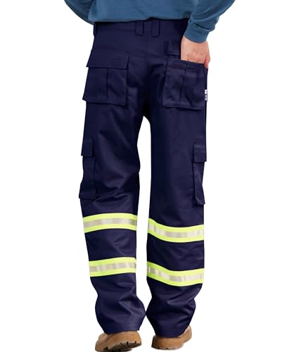 BOCOMAL FR Pants High Visibility Cargo Pockets Flame Resistant Hi-Vis Workwear Water & Oil Repellent Finish