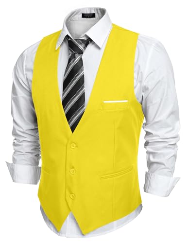 COOFANDY Men's Formal Suit Vest Slim Fit Casual Business Dress Waistcoat Vest