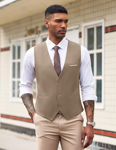 COOFANDY Men's Formal Suit Vest Slim Fit Casual Business Dress Waistcoat Vest