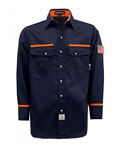 BOCOMAL FR Shirts for Men Flame Resistant Light Weight NFPA2112 Fire Retardant Welding Shirt Water & Oil Repellent Finish