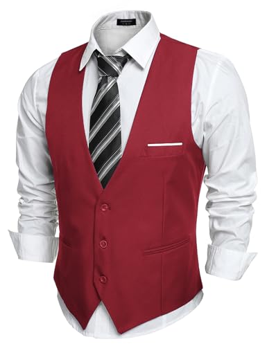 COOFANDY Men's Formal Suit Vest Slim Fit Casual Business Dress Waistcoat Vest