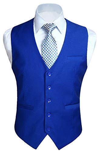 HISDERN Men's Suit Vest Business Formal Dress Waistcoat Vest with 3 Pockets for Suit or Tuxedo