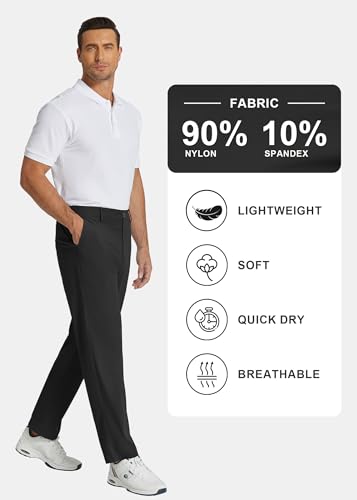 COOFANDY Men's Casual Pants Classic Fit Flat Front Pants Lightweight Elastic Waist Golf Trousers with Pockets