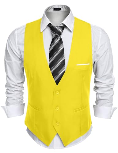 COOFANDY Men's Formal Suit Vest Slim Fit Casual Business Dress Waistcoat Vest