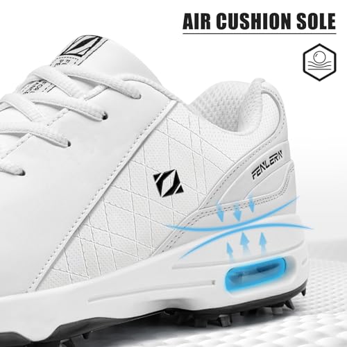 FENLERN Men's Golf Shoes Spiked Waterproof Comfortable Air Cushion F006