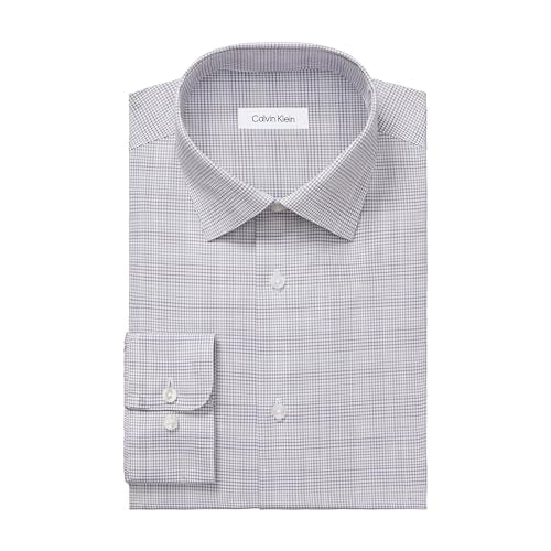 Calvin Klein Men's Non Iron Regular Fit Herringbone French Cuff Dress Shirt