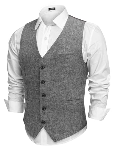 COOFANDY Men Casual Suit Vest Slim Fit Formal Vest Business Wedding Waistcoat