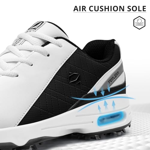 FENLERN Men's Golf Shoes Spiked Waterproof Comfortable Air Cushion F006