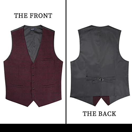 HISDERN Men's Suit Vest Business Plaid Formal Dress Waistcoat Slim Fit Vests for Men with 3 Pocket for Suit or Tuxedo